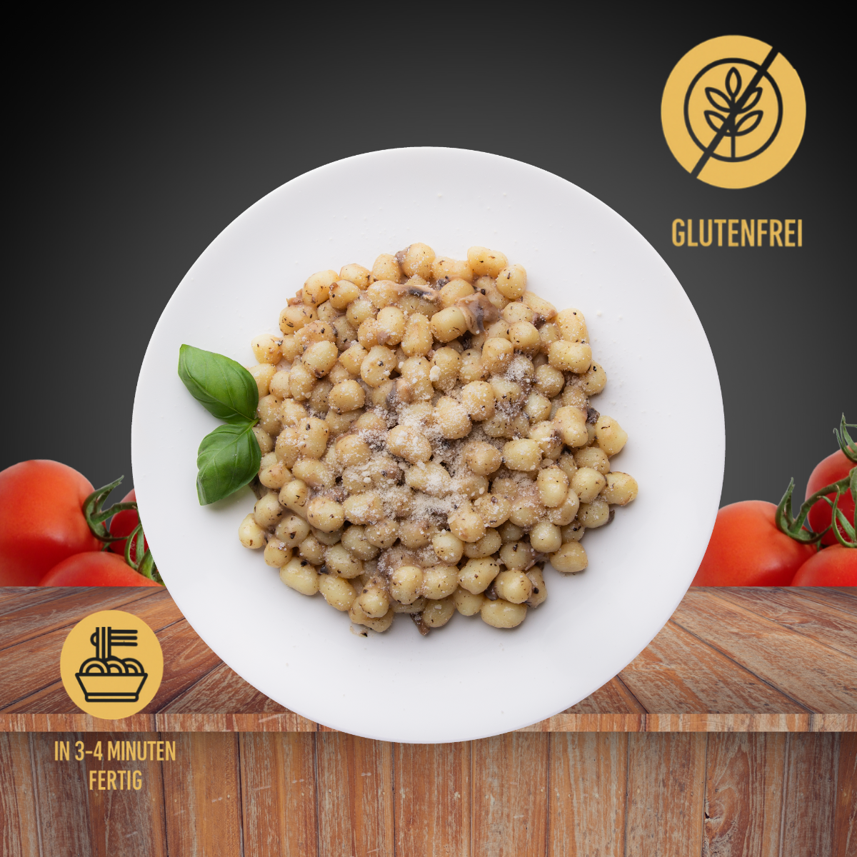 Glutenfreie Gnocchi mit getrüffelten Pilzen