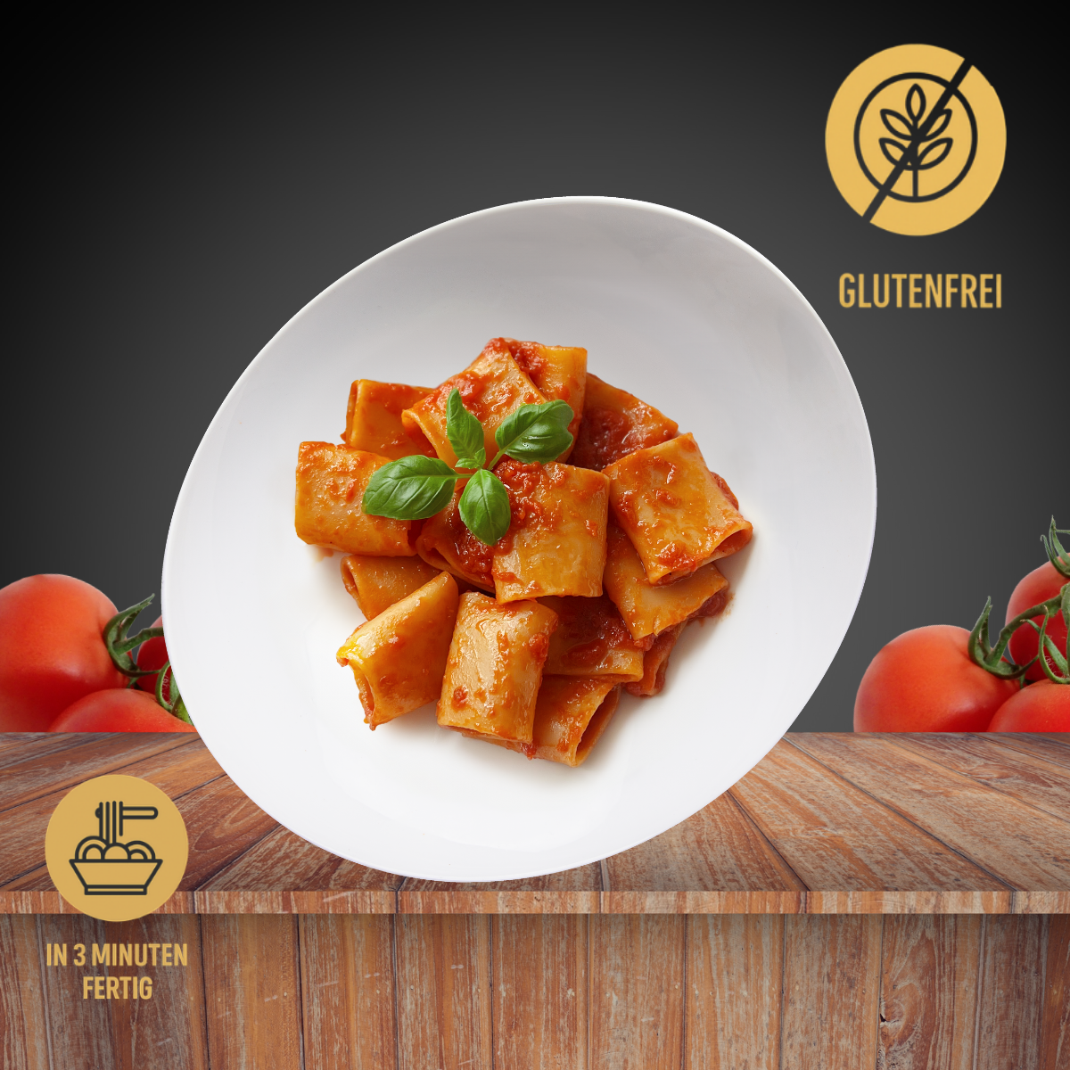 Glutenfreie Paccheri Pomodoro