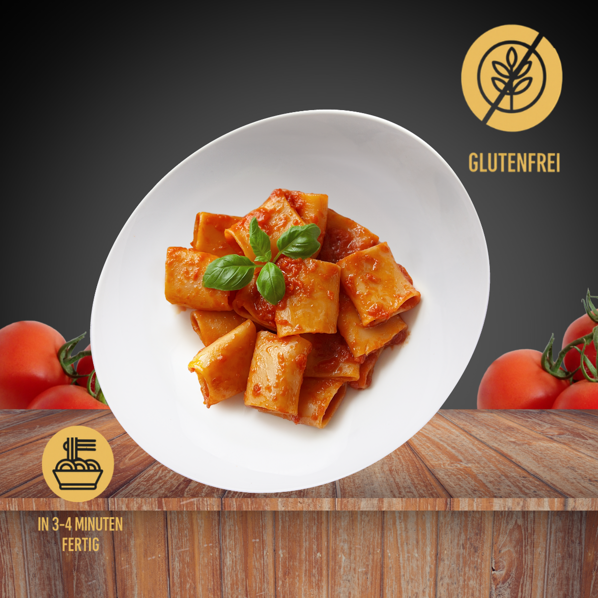 Glutenfreie Paccheri Pomodoro